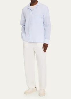 Officine GeneraleMen's Cotton Wide-Leg Drawstring Trousers