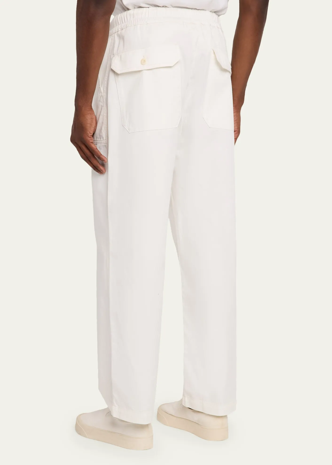 Officine GeneraleMen's Cotton Wide-Leg Drawstring Trousers