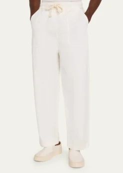 Officine GeneraleMen's Cotton Wide-Leg Drawstring Trousers