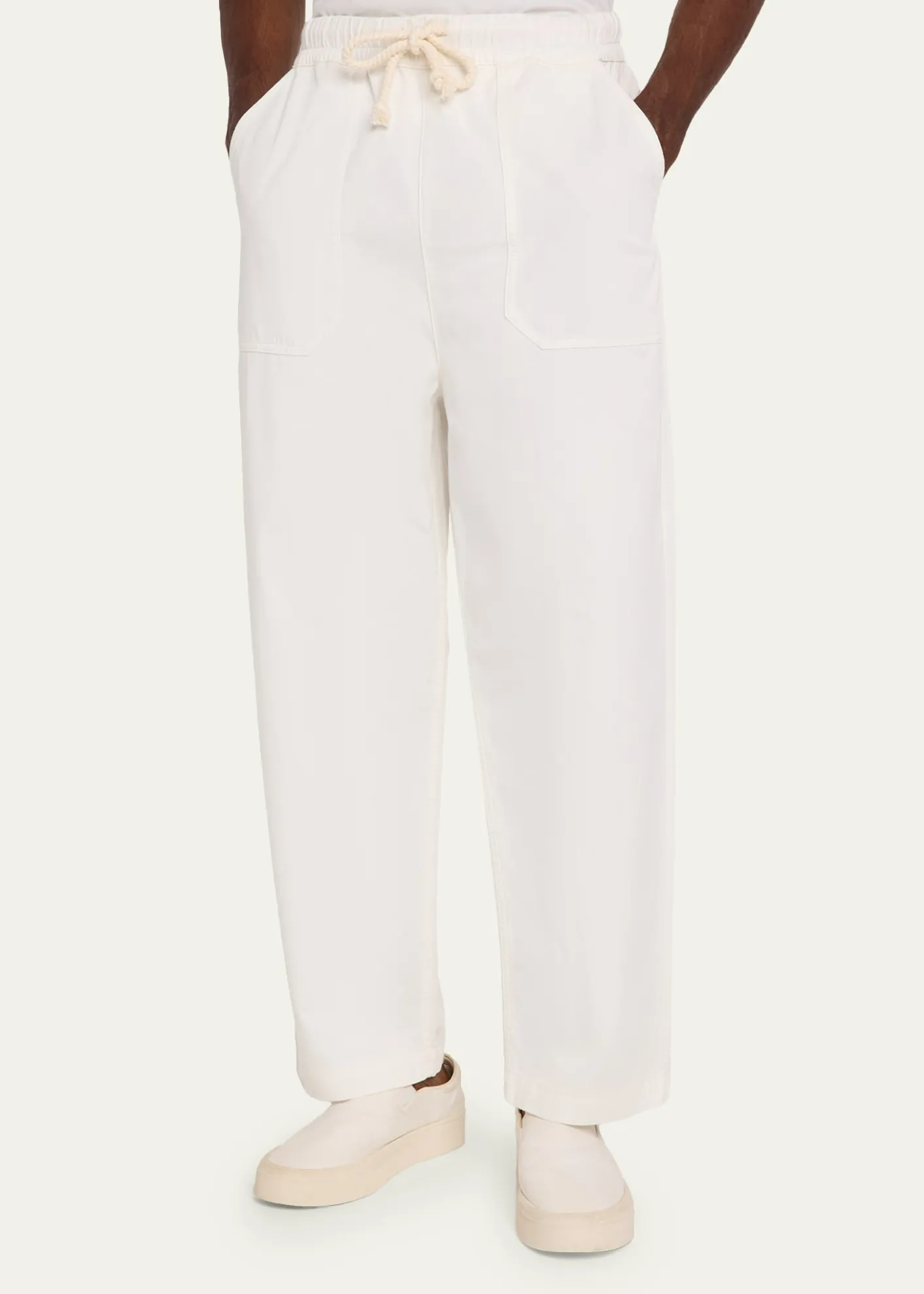 Officine GeneraleMen's Cotton Wide-Leg Drawstring Trousers