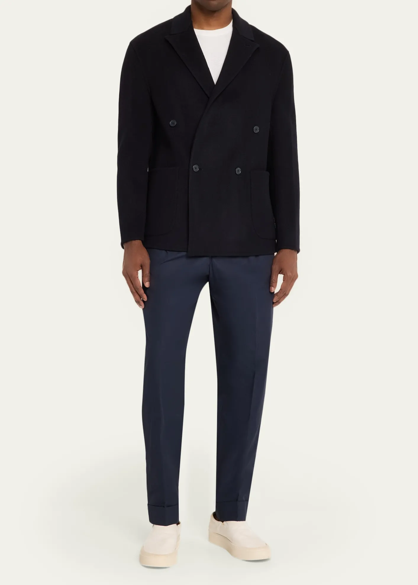 Officine GeneraleMen's Dark Navy Double-Breasted Wool Maxwell Sport Jacket