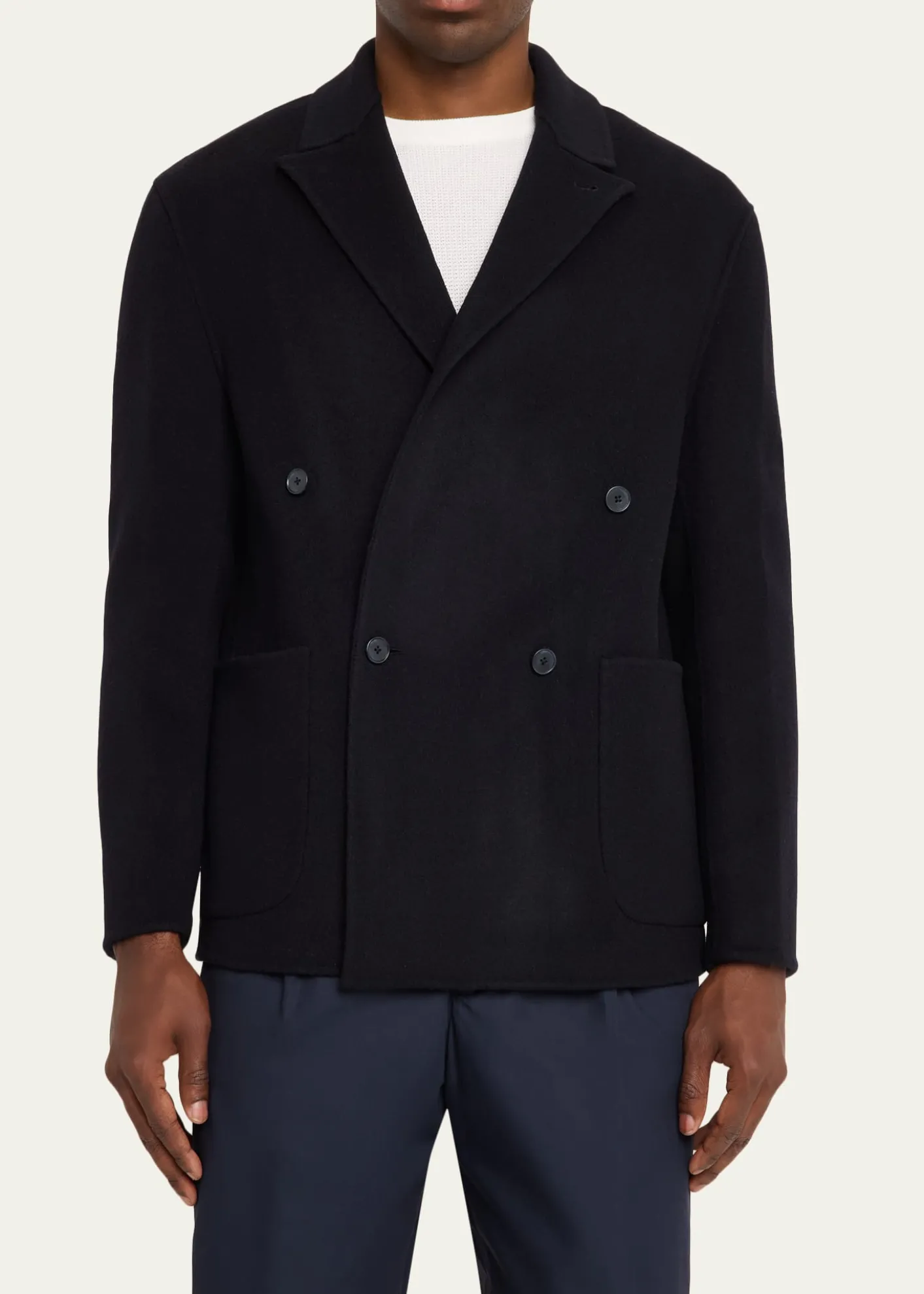 Officine GeneraleMen's Dark Navy Double-Breasted Wool Maxwell Sport Jacket