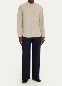 Officine GeneraleMen's Evan Poplin Belted Wide-Leg Pants