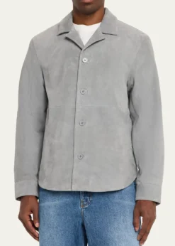 Officine GeneraleMen's Grey Suede Julien Overshirt