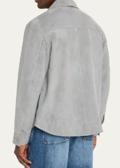 Officine GeneraleMen's Grey Suede Julien Overshirt