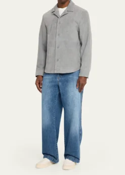 Officine GeneraleMen's Grey Suede Julien Overshirt