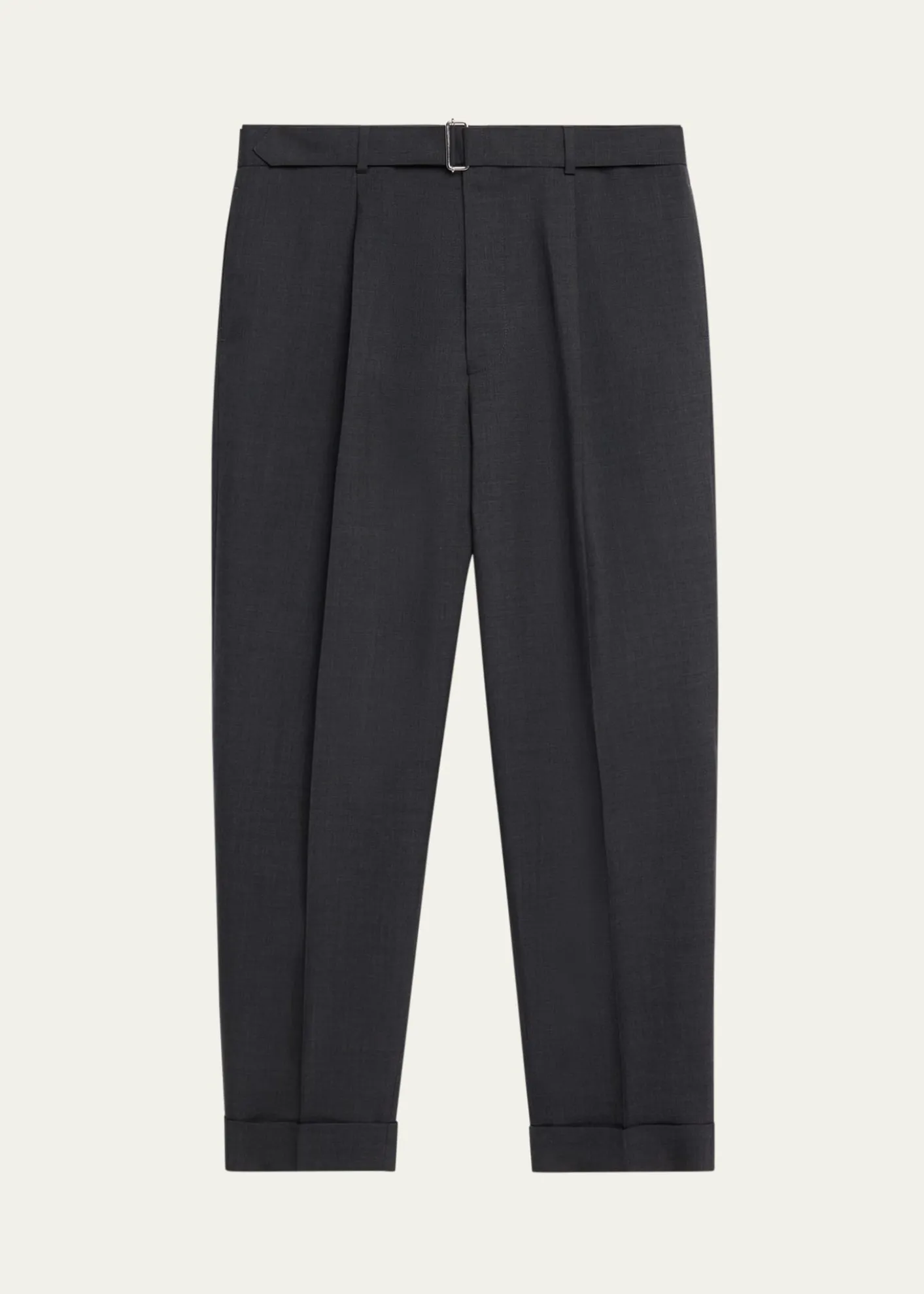 Officine GeneraleMen's Hugo Wool Self-Belt Pleated Pants