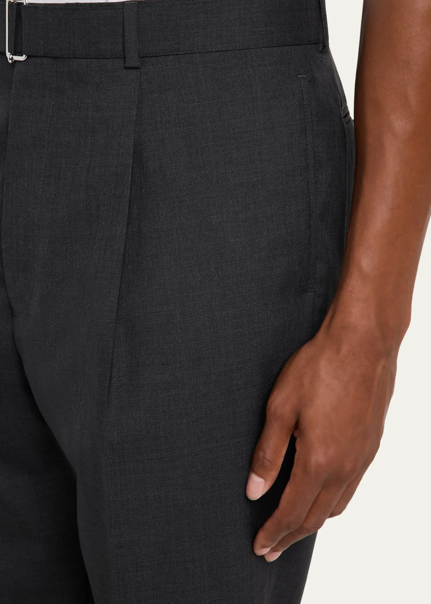 Officine GeneraleMen's Hugo Wool Self-Belt Pleated Pants