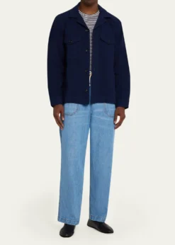 Officine GeneraleMen's Jean-Baptiste Seersucker Cotton Shirt Jacket
