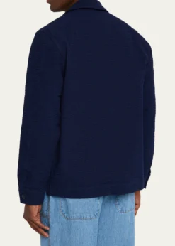 Officine GeneraleMen's Jean-Baptiste Seersucker Cotton Shirt Jacket