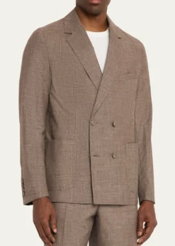 Officine GeneraleMen's Light Brown Wool Leon Double-Breasted Sport Coat