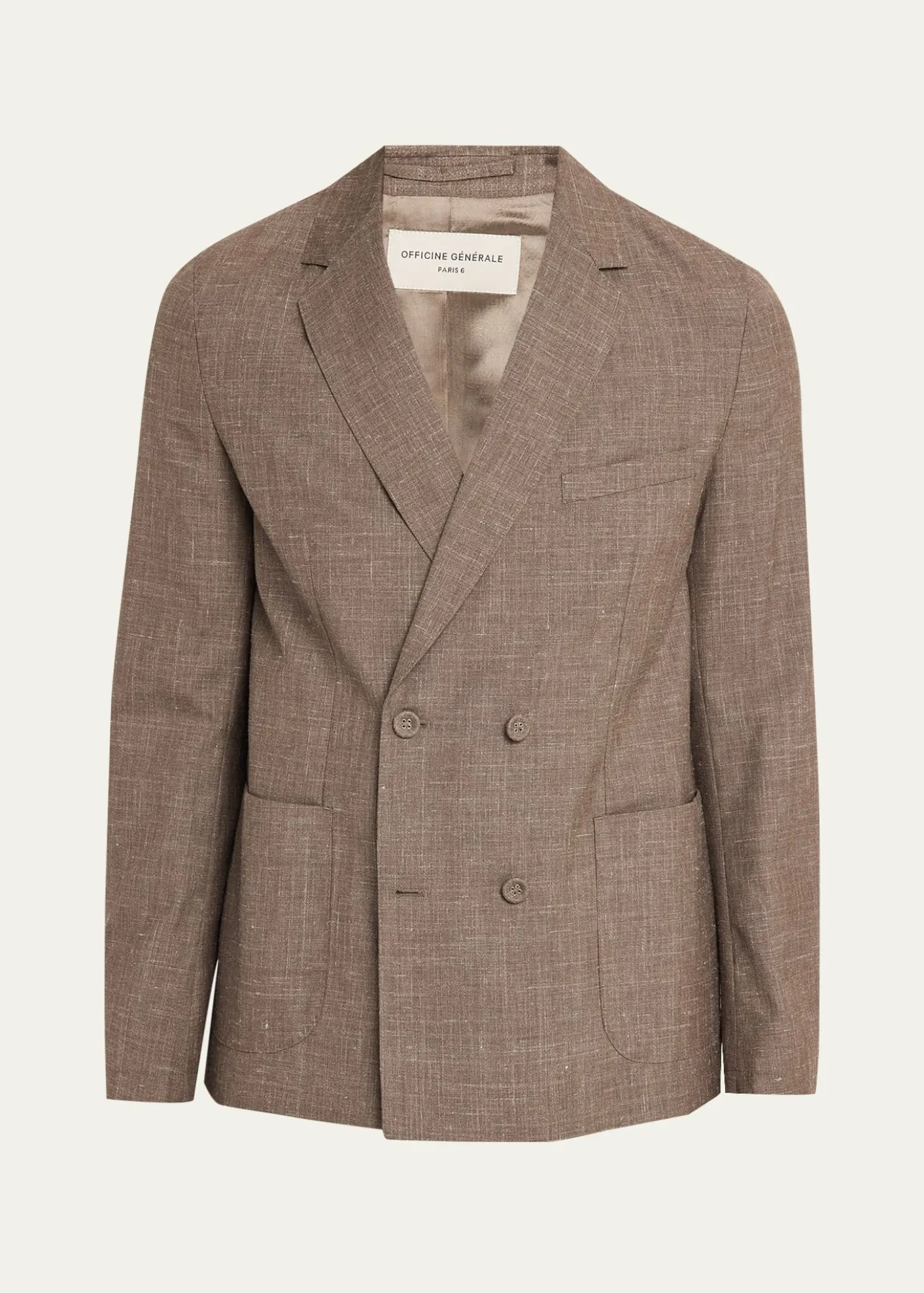 Officine GeneraleMen's Light Brown Wool Leon Double-Breasted Sport Coat