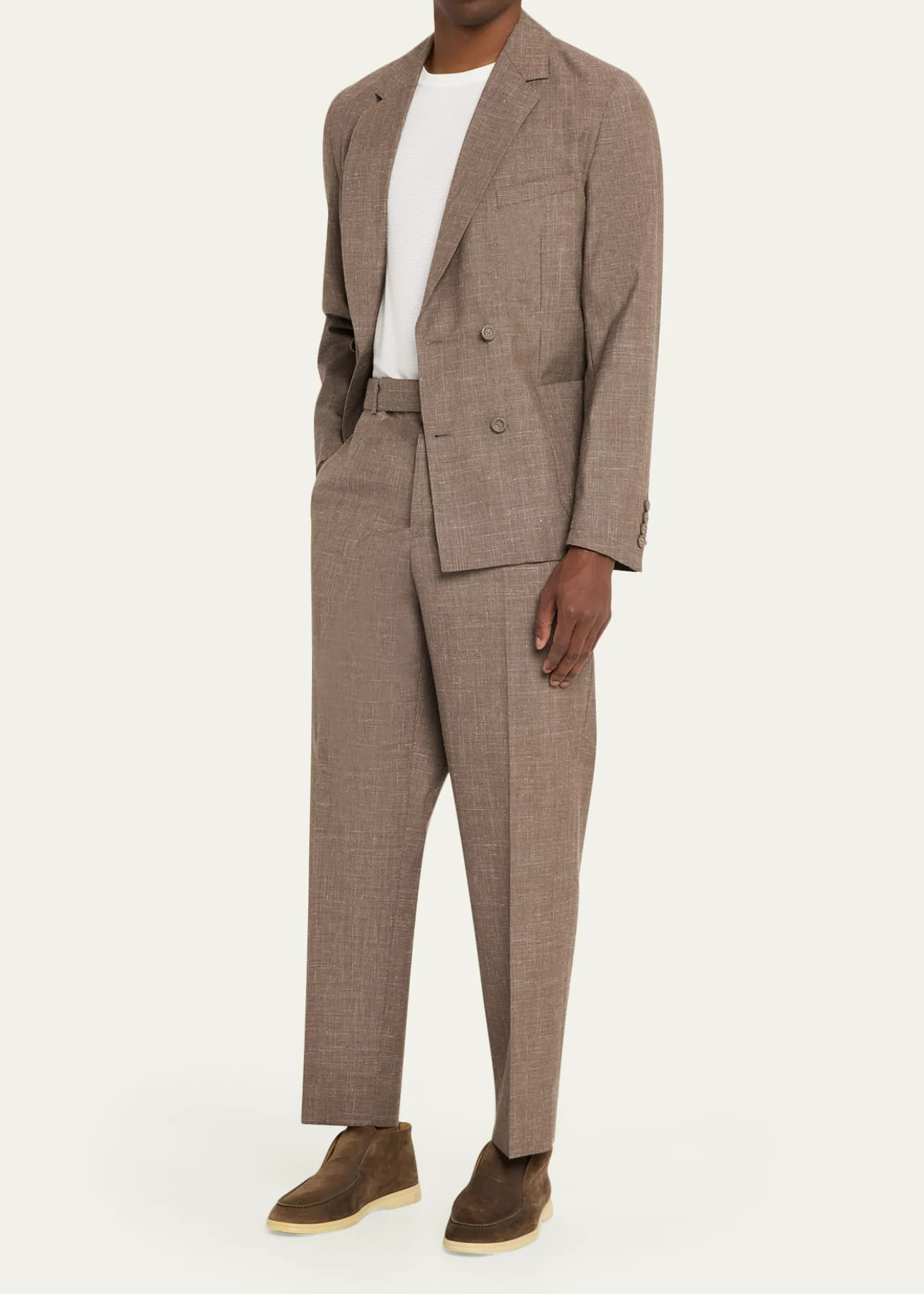 Officine GeneraleMen's Light Brown Wool Leon Double-Breasted Sport Coat