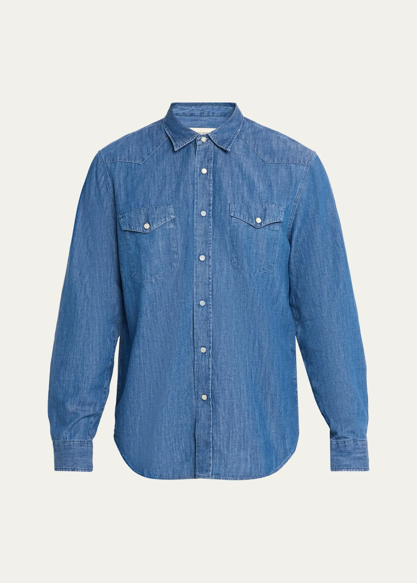 Officine GeneraleMen's Maverick Snap-Front Chambray Western Shirt