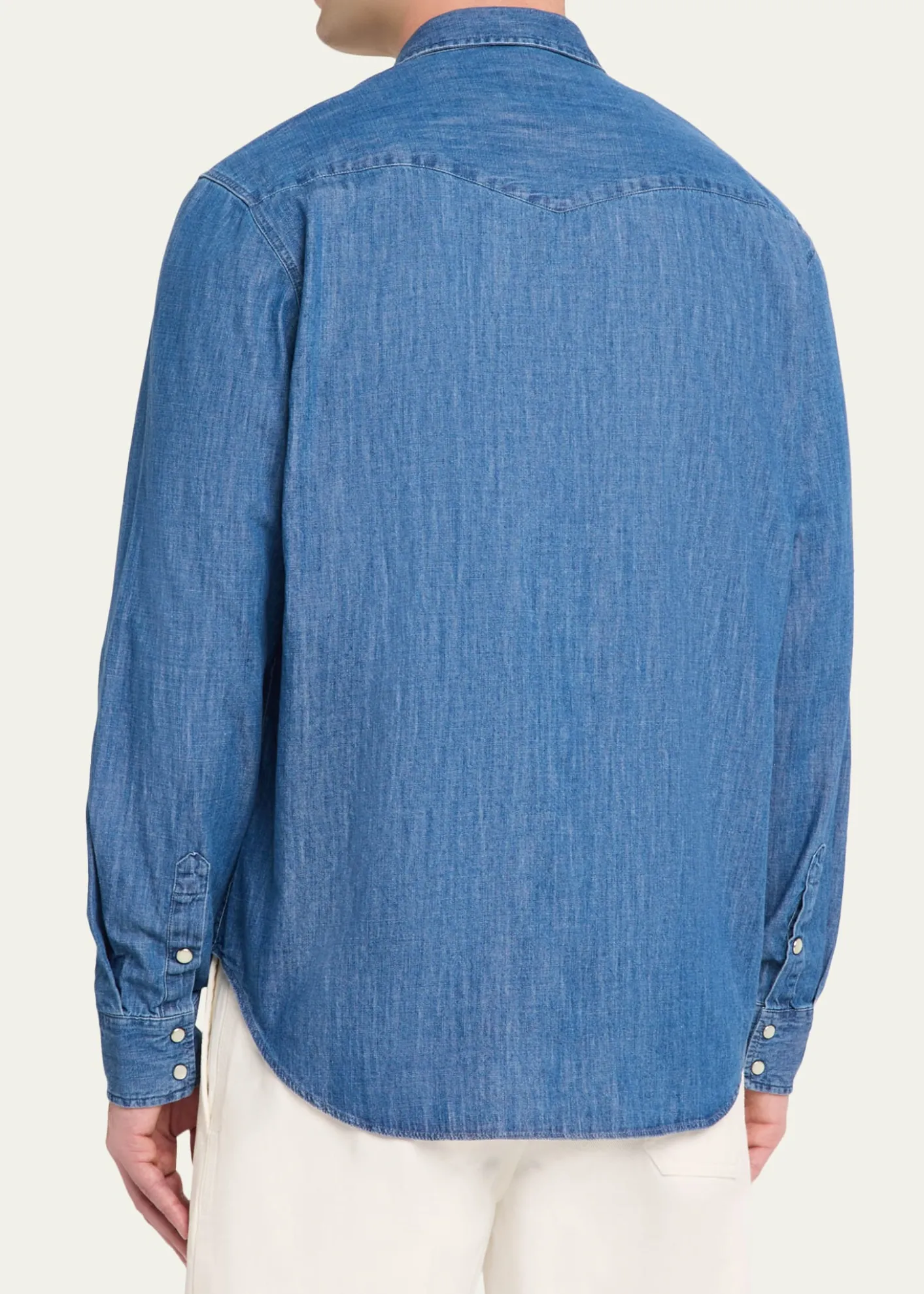Officine GeneraleMen's Maverick Snap-Front Chambray Western Shirt