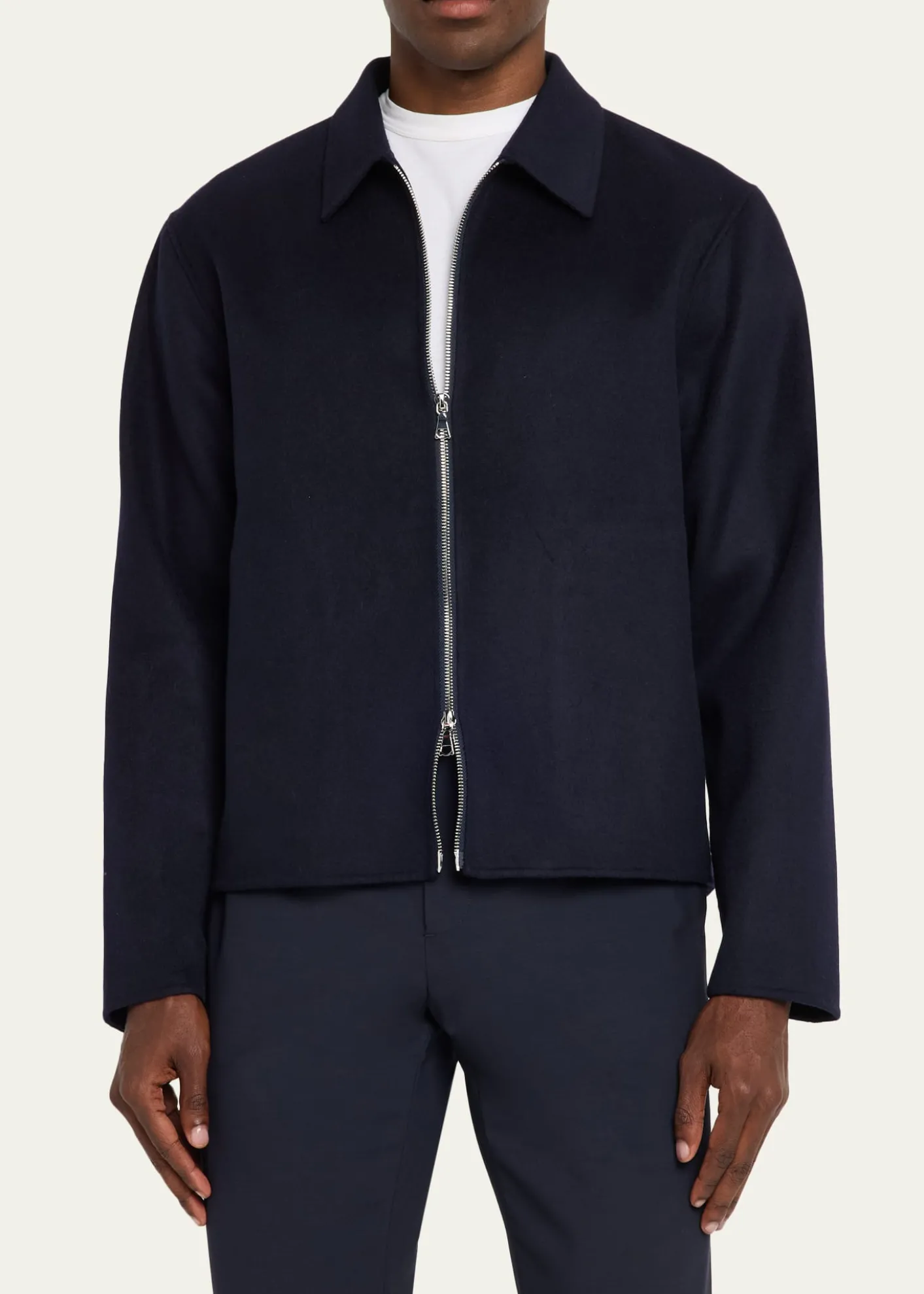 Officine GeneraleMen's Split Wool Double-Zip Bomber Jacket