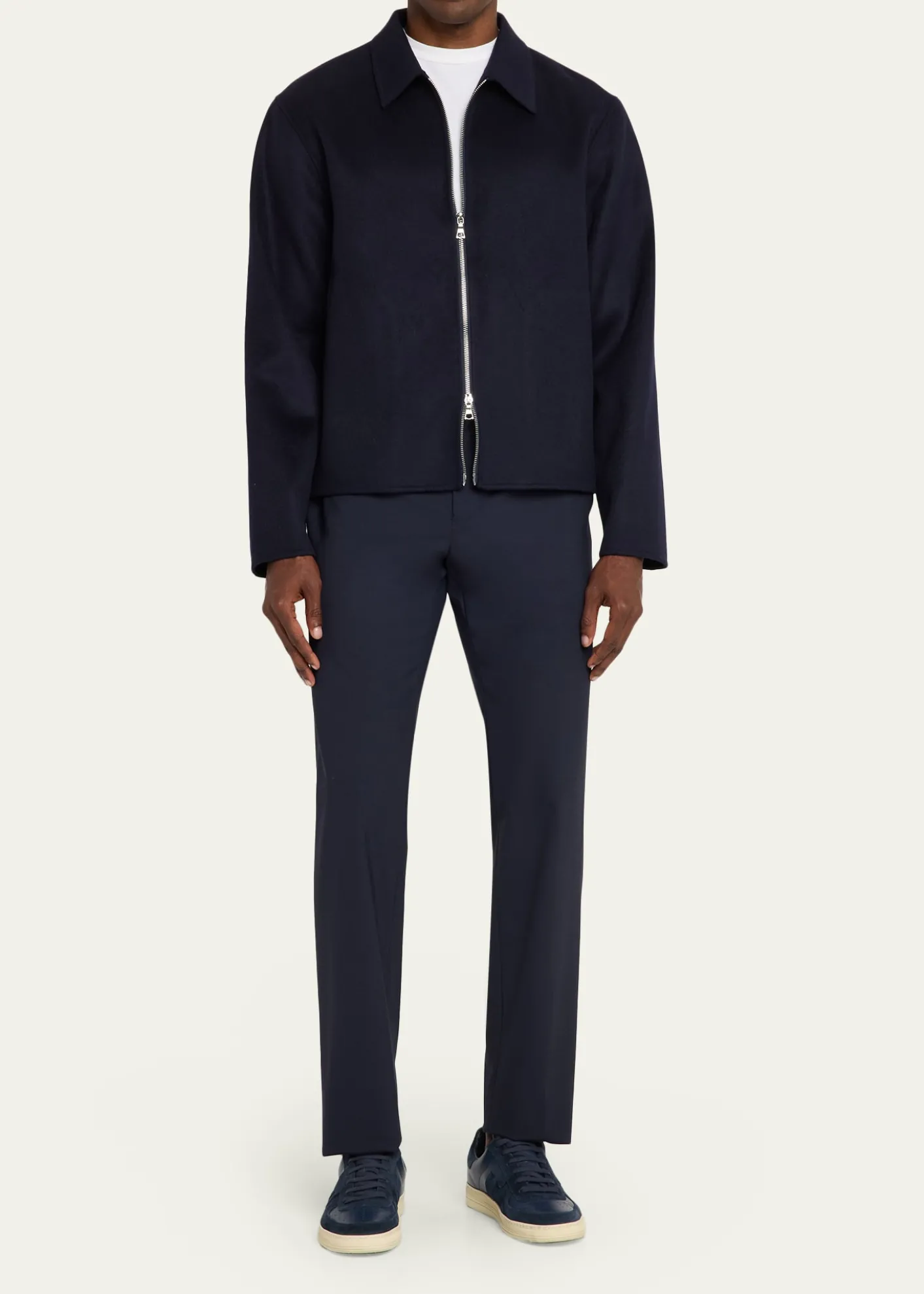Officine GeneraleMen's Split Wool Double-Zip Bomber Jacket