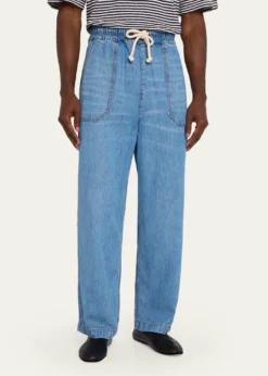 Officine GeneraleMen's Wide-Leg Drawstring Trousers