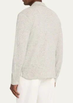 Officine GeneraleMen's Wool/Cashmere Melange Knit Long-Sleeve Shirt