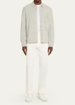 Officine GeneraleMen's Wool/Cashmere Melange Knit Long-Sleeve Shirt