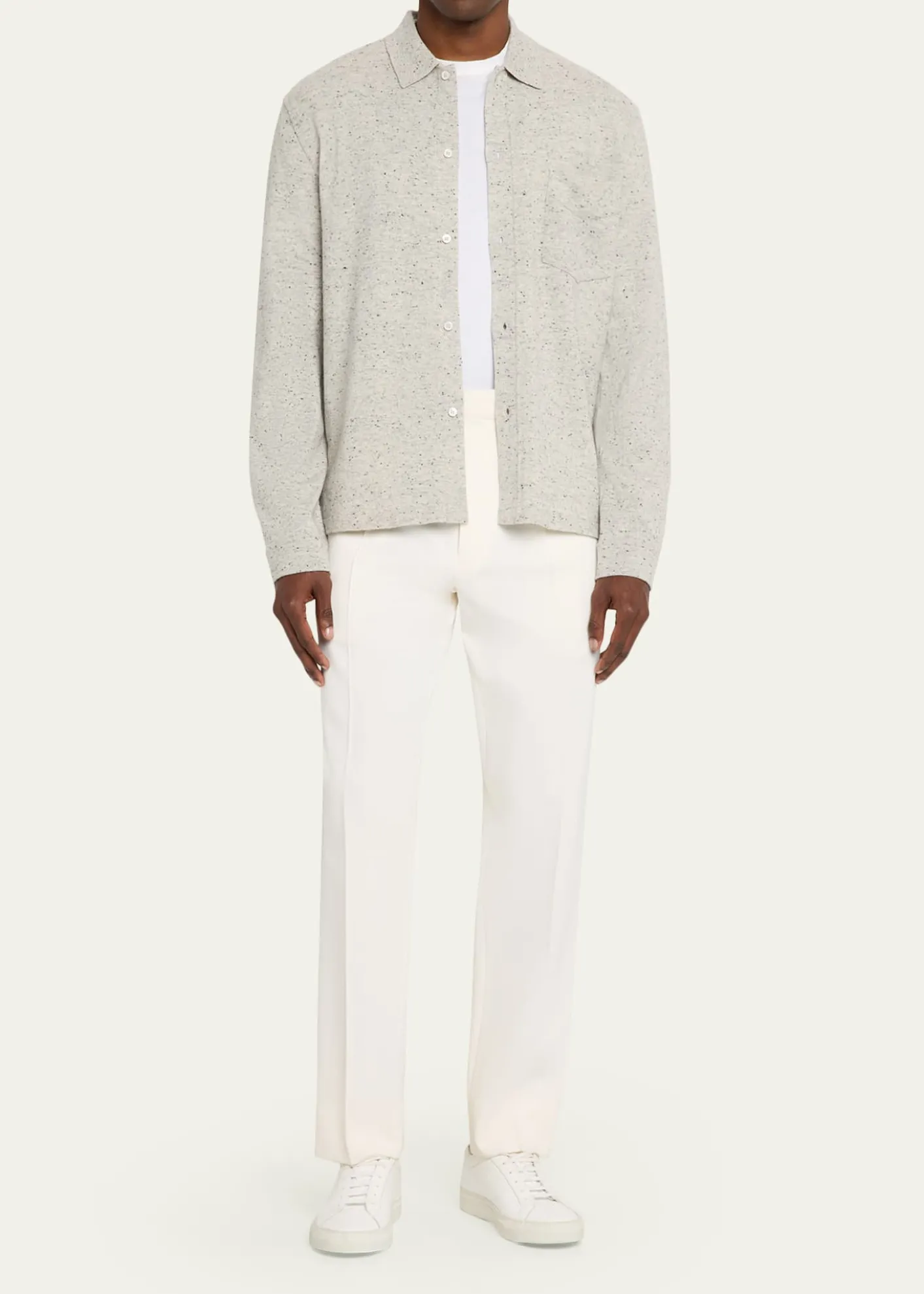 Officine GeneraleMen's Wool/Cashmere Melange Knit Long-Sleeve Shirt