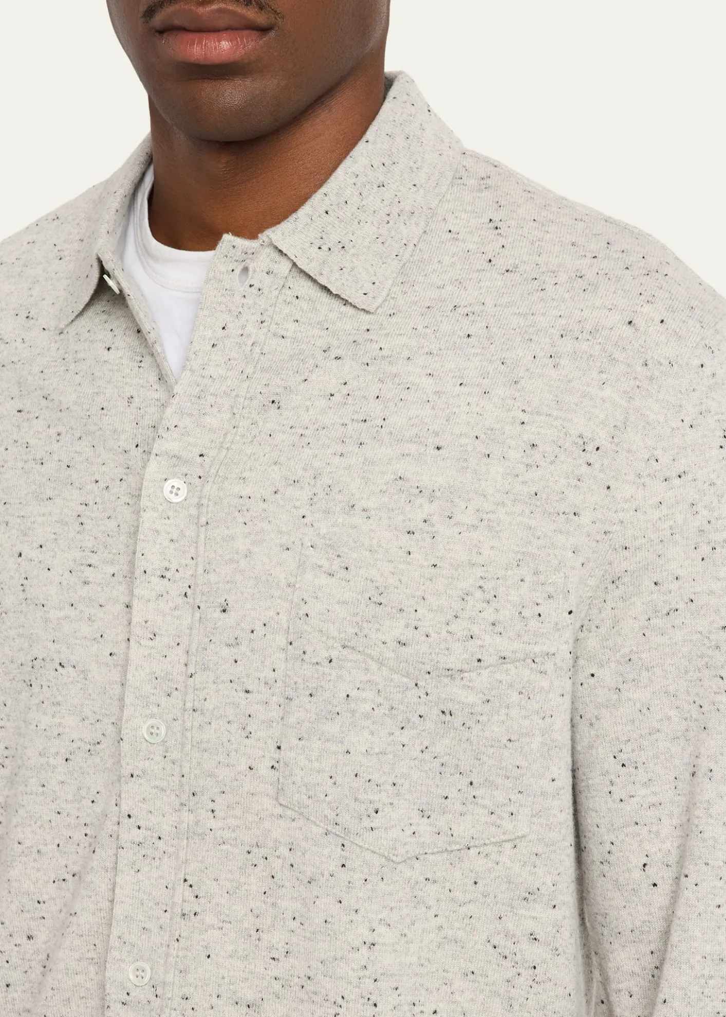 Officine GeneraleMen's Wool/Cashmere Melange Knit Long-Sleeve Shirt
