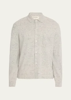 Officine GeneraleMen's Wool/Cashmere Melange Knit Long-Sleeve Shirt