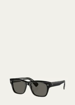 Oliver PeoplesMen's Birell Sun Acetate Rectangle Sunglasses