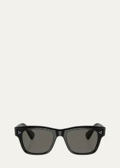 Oliver PeoplesMen's Birell Sun Acetate Rectangle Sunglasses