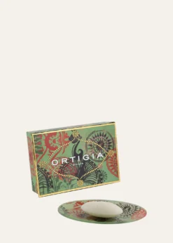 Ortigia1.4oz Fico D India Glass Plate & Soap Set