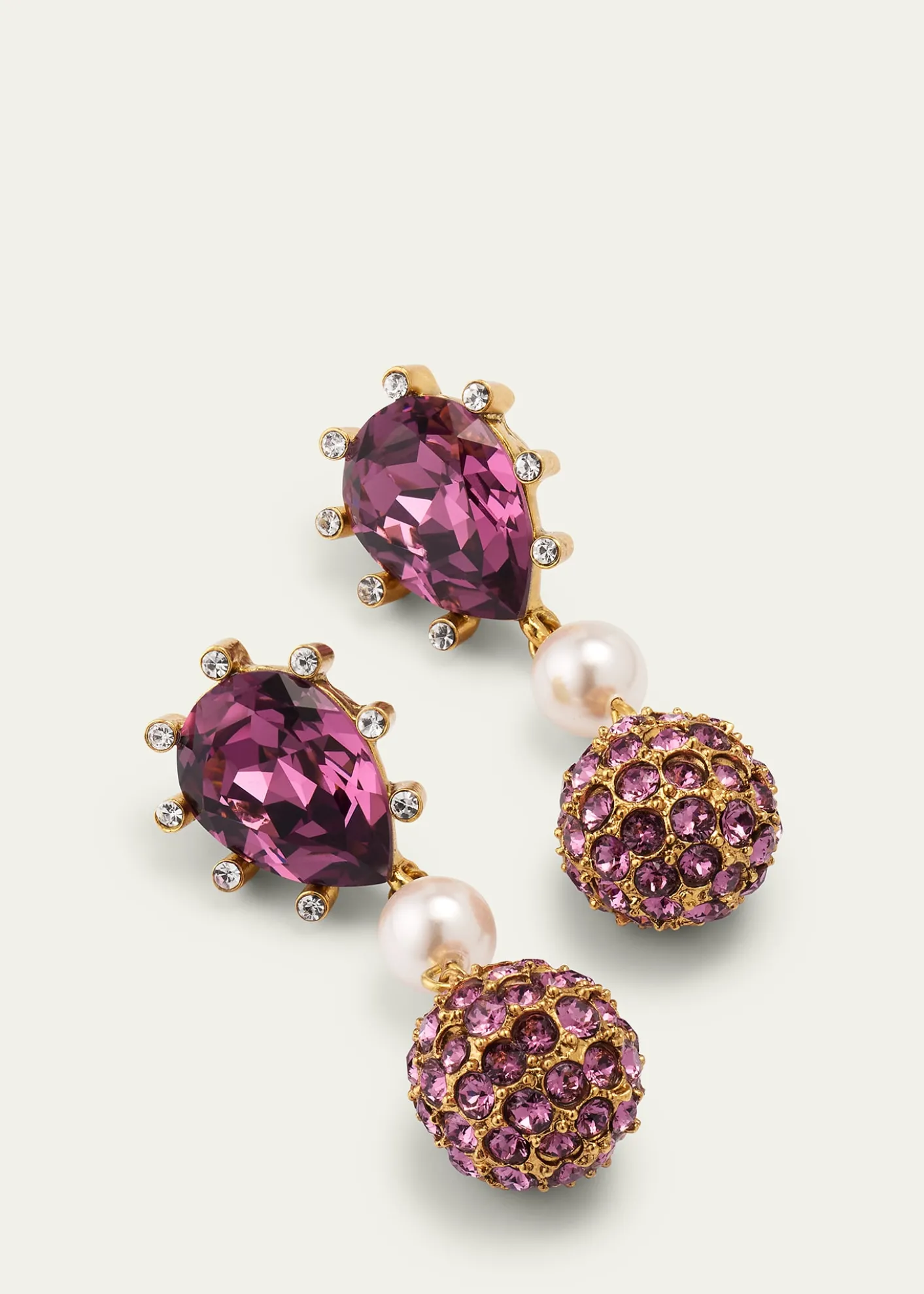 Oscar de la RentaCactus Crystal with Pearly Bead and Ball Earrings