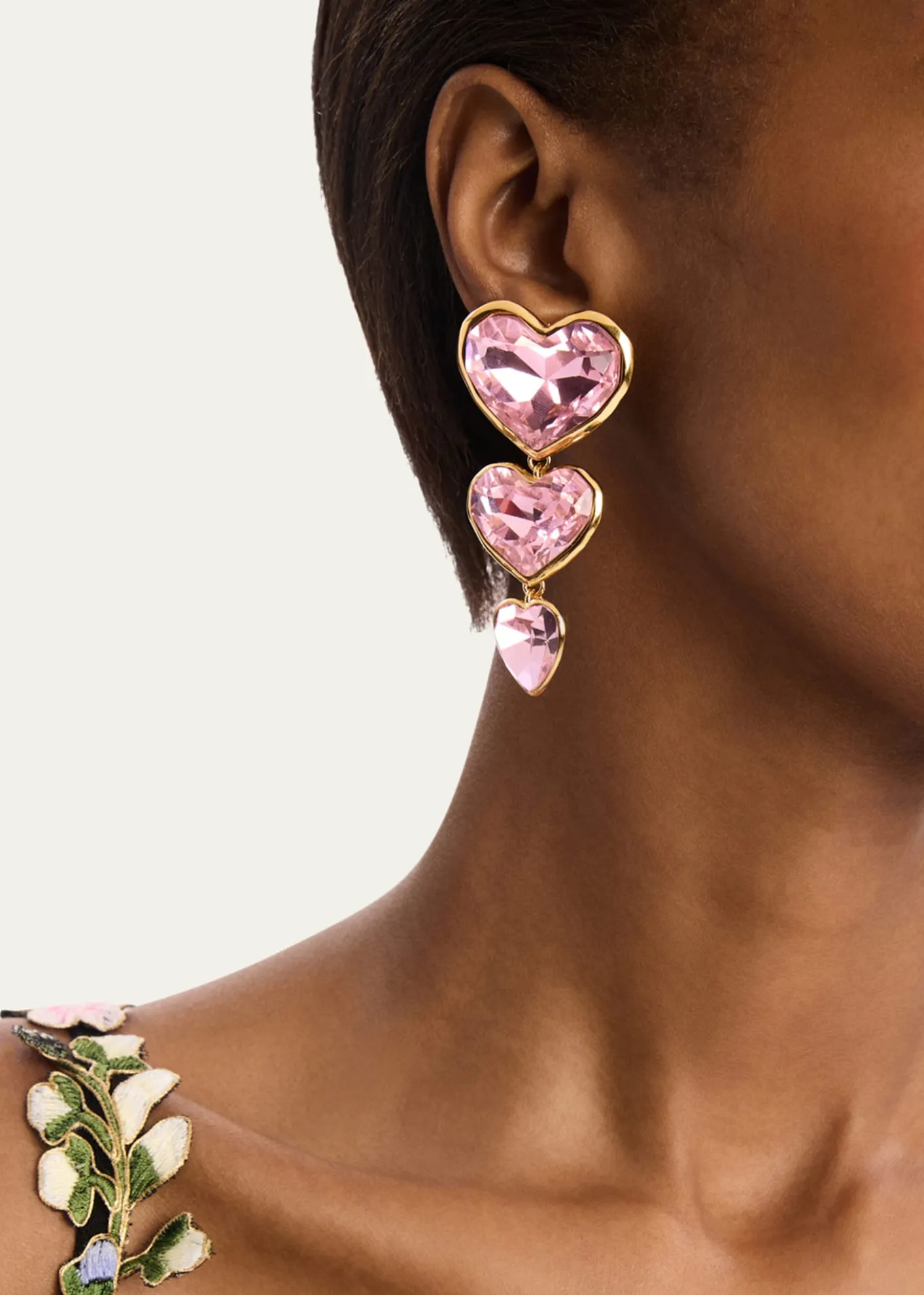 Oscar de la RentaCrystal Heart Drop Clip-On Earrings