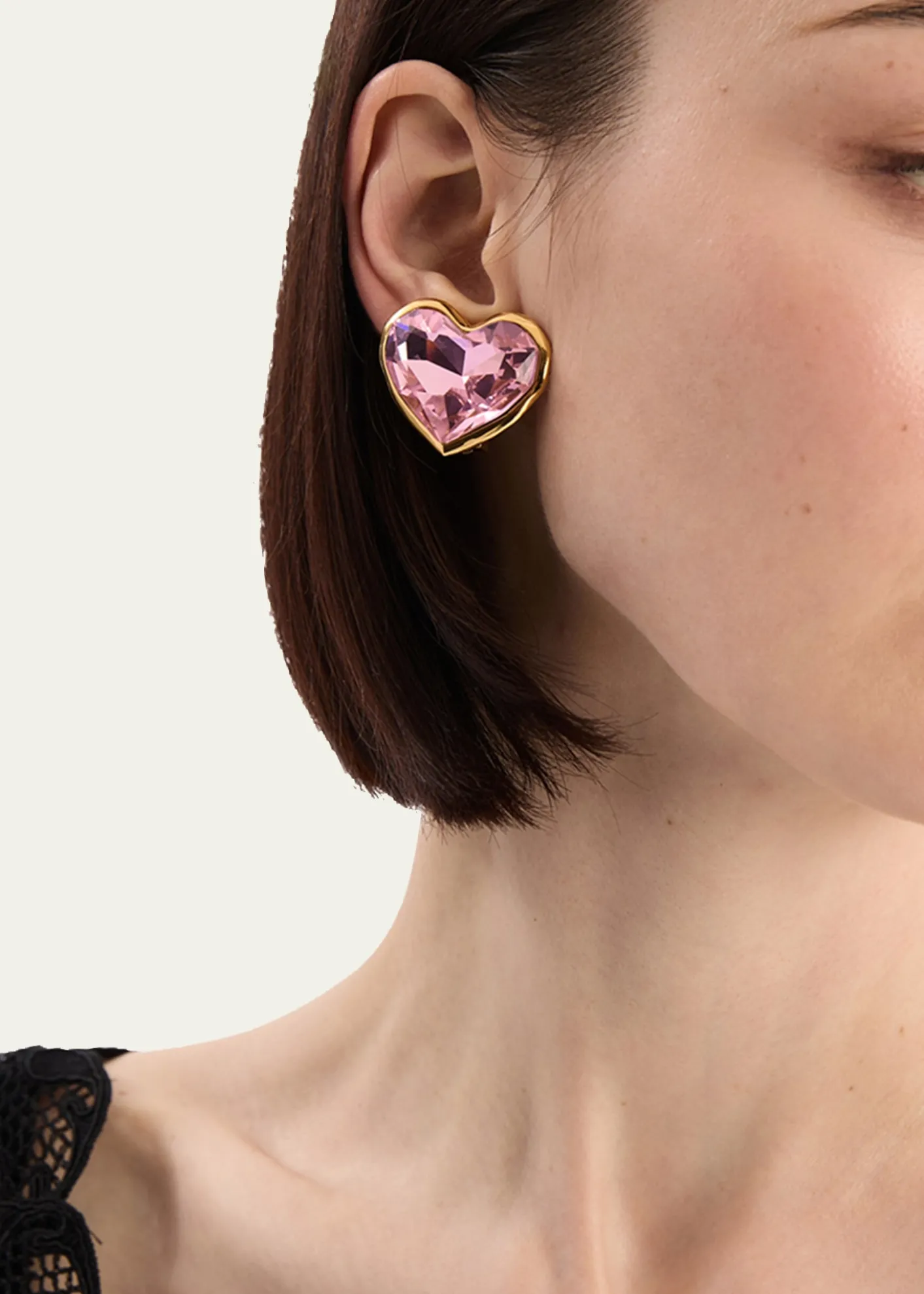 Oscar de la RentaLarge Crystal Heart Stud Earrings