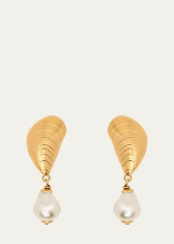 Oscar de la RentaMussel Pearly Drop Clip-On Earrings