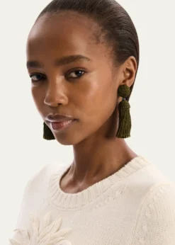 Oscar de la RentaShort Silk Rope Tassel Clip-On Earrings