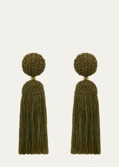 Oscar de la RentaShort Silk Rope Tassel Clip-On Earrings