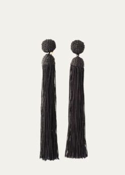 Oscar de la RentaSilk Rope Tassel Clip-On Earrings