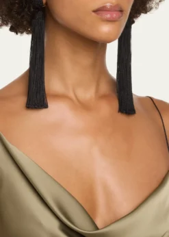 Oscar de la RentaSilk Rope Tassel Clip-On Earrings