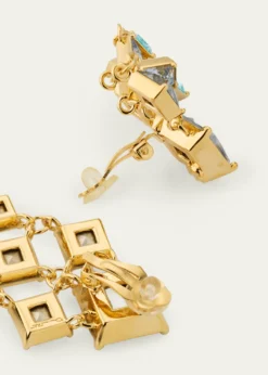 Oscar de la RentaSquare-Cut Rhinestone Chandelier Clip-On Earrings