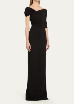 Oscar de la RentaAsymmetric Draped Off-The-Shoulder Column Gown