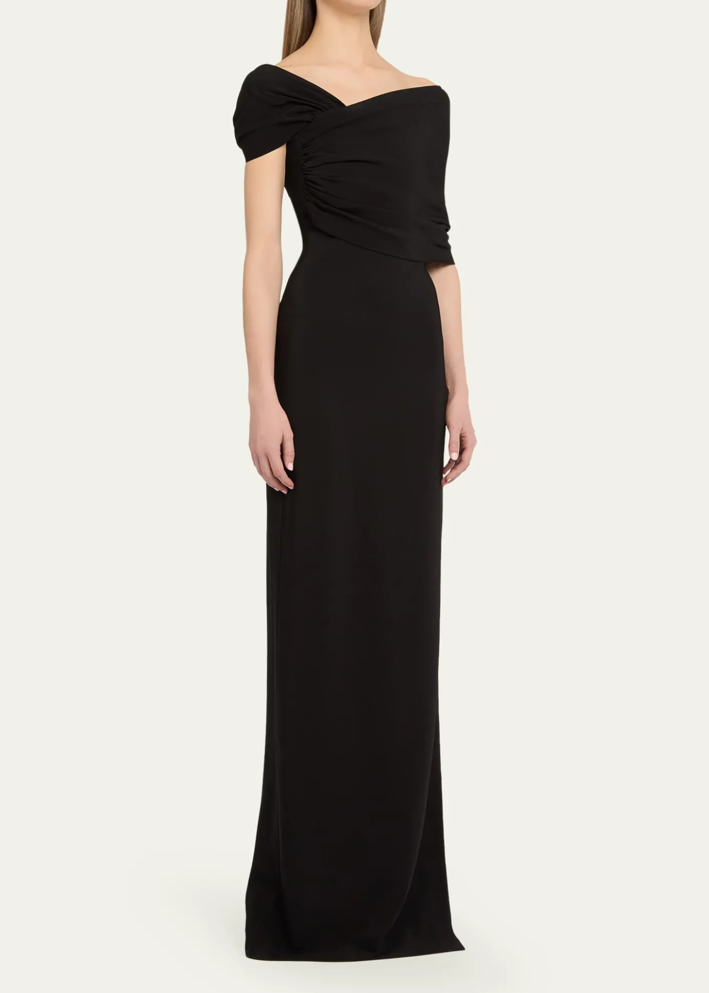 Oscar de la RentaAsymmetric Draped Off-The-Shoulder Column Gown