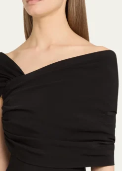 Oscar de la RentaAsymmetric Draped Off-The-Shoulder Column Gown