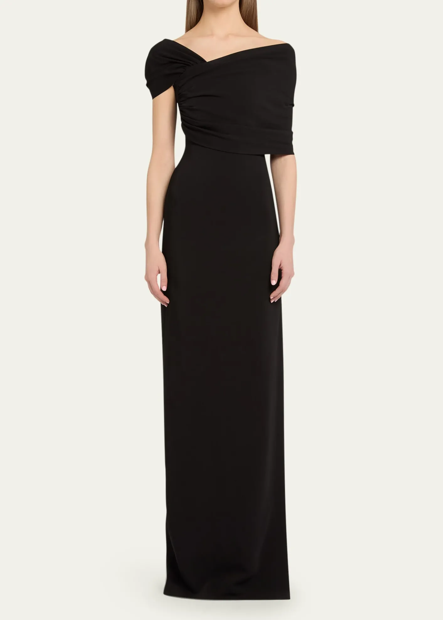 Oscar de la RentaAsymmetric Draped Off-The-Shoulder Column Gown
