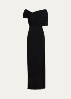 Oscar de la RentaAsymmetric Draped Off-The-Shoulder Column Gown