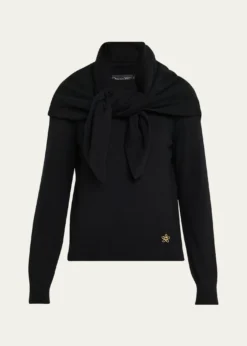 Oscar de la RentaCrewneck Cashmere Sweater With Removable Scarf
