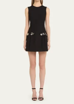 Oscar de la RentaCrystal Short-Sleeve Bolero Mini Dress