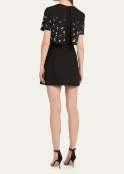 Oscar de la RentaCrystal Short-Sleeve Bolero Mini Dress