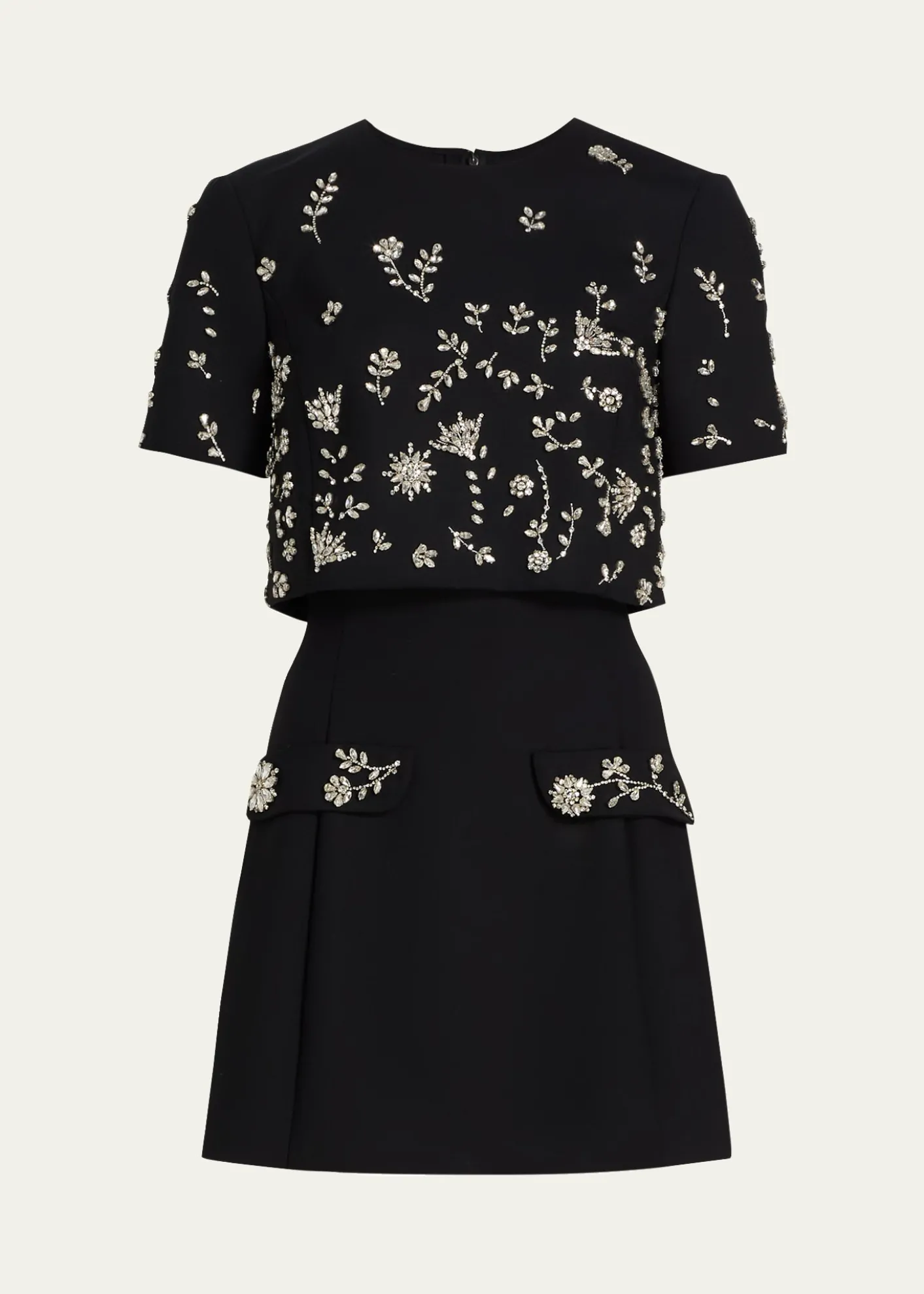 Oscar de la RentaCrystal Short-Sleeve Bolero Mini Dress