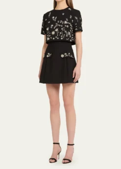 Oscar de la RentaCrystal Short-Sleeve Bolero Mini Dress