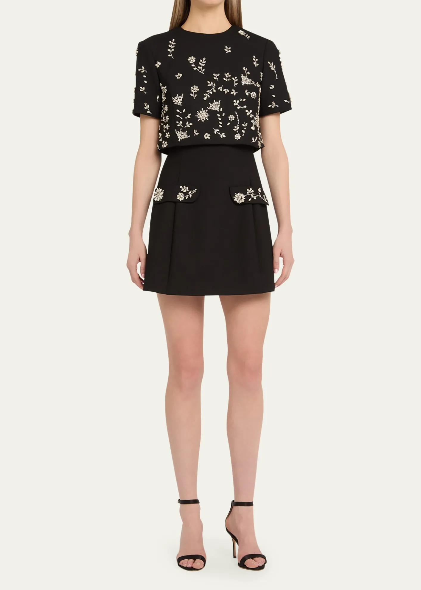 Oscar de la RentaCrystal Short-Sleeve Bolero Mini Dress